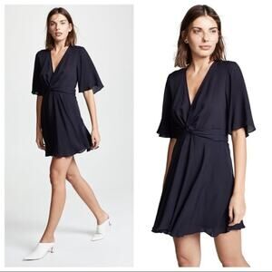 A.L.C. Ava Silk Faux Wrap Dress Navy Blue, Sz 8